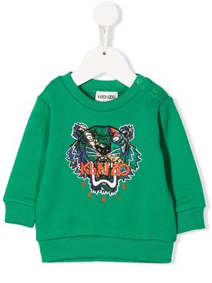 Kenzo Kids Seasonal Tiger-embroidered sweatshirt - Green
