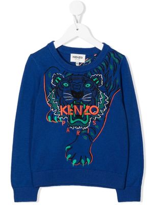Kenzo Kids Seasonal Tiger knitted jumper - Blue