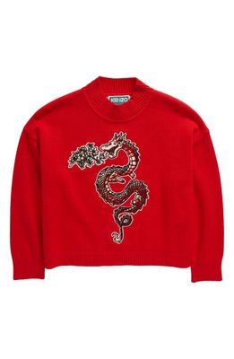 KENZO Kids' Serpent Mock Neck Sweater in Bright Red