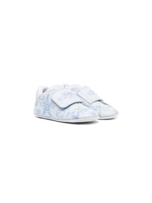 Kenzo Kids sketch-print leather sneakers - Blue