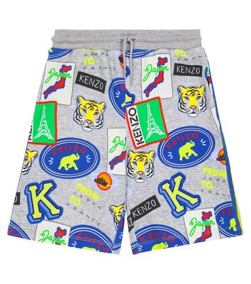 Kenzo Kids Sticker-print cotton shorts