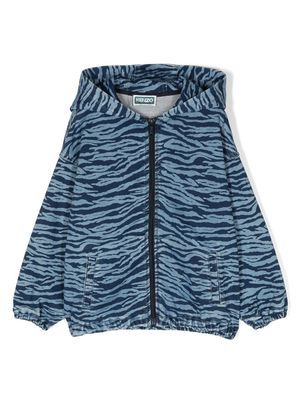 Kenzo Kids stripe-pattern hooded jacket - Blue