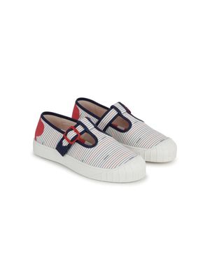 Kenzo Kids stripe-print buckled sneakers - White