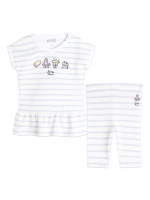 Kenzo Kids striped cotton dress set - Neutrals