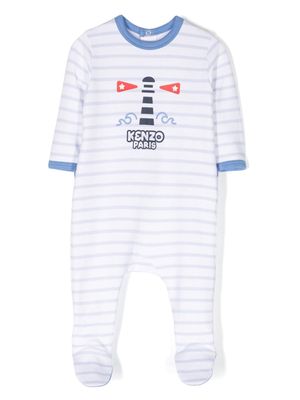 Kenzo Kids striped round-neck pajamas - White