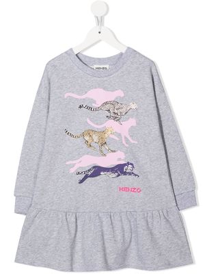 Kenzo Kids TEEN logo ruffle jumper dress - Grey