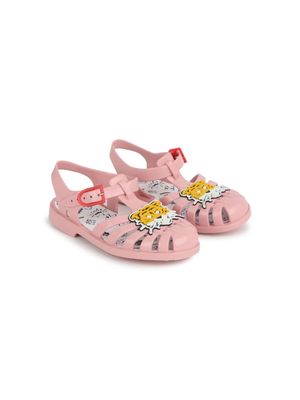 Kenzo Kids tiger-appliqué buckled sandals - Pink
