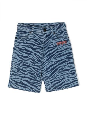 Kenzo Kids Tiger camouflage shorts - Blue
