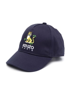 Kenzo Kids tiger-embroidered cap - Blue