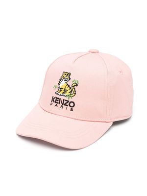 Kenzo Kids tiger-embroidered cap - Pink