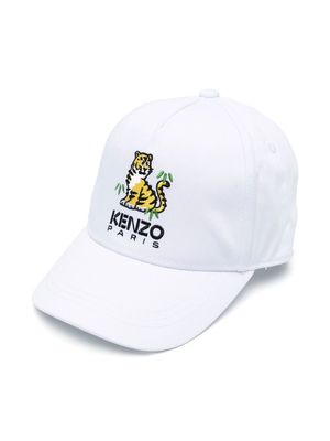 Kenzo Kids tiger-embroidered cap - White