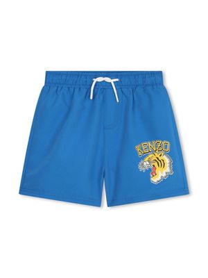 Kenzo Kids Tiger graphic-print swim shorts - Blue