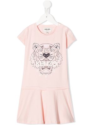 Kenzo Kids Tiger Head-motif cotton dress - Pink