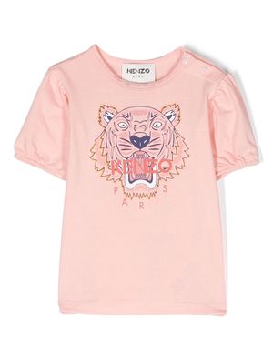 Kenzo Kids Tiger Head-motif cotton T-Shirt - Pink