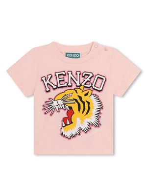 Kenzo Kids Tiger Head-print cotton T-shirt - Pink