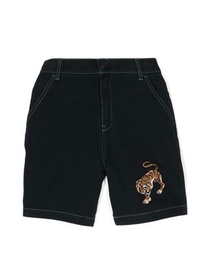 Kenzo Kids Tiger knee-length denim shorts - Blue