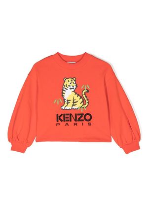 Kenzo Kids tiger logo-print sweatshirt - Red
