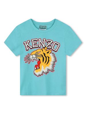 Kenzo Kids Tiger-motif cotton T-shirt - Blue