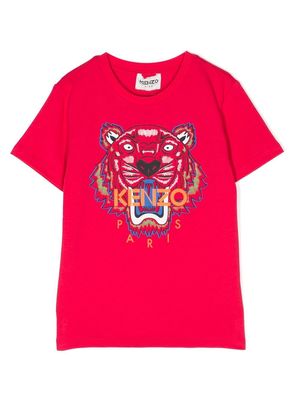 Kenzo Kids Tiger-motif cotton T-Shirt - Pink