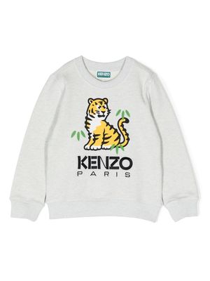 Kenzo Kids Tiger-motif embroidered sweatshirt - Grey