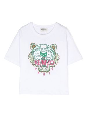 Kenzo Kids Tiger-motif embroidered T-Shirt - White