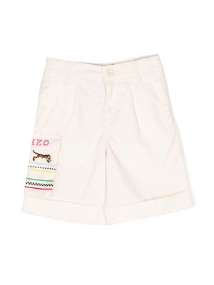 Kenzo Kids tiger-motif logo-embroidered shorts - Neutrals