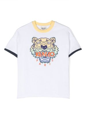Kenzo Kids Tiger-motif organic cotton T-shirt - White
