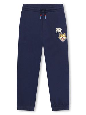 Kenzo Kids tiger-print cotton track pants - Blue