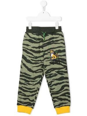 Kenzo Kids tiger-print cotton track pants - Green