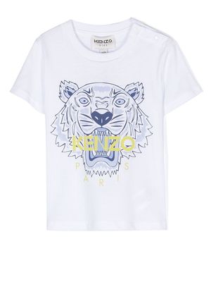Kenzo Kids Tiger-print crew-neck T-shirt - White