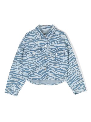 Kenzo Kids tiger-print denim shirt jacket - Blue