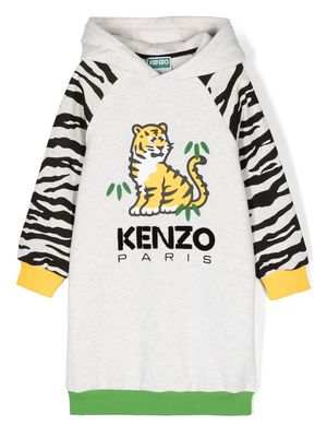 Kenzo Kids tiger-print hoodie dress - Green