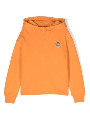 Kenzo Kids Tiger-print long-sleeved hoodie - Orange