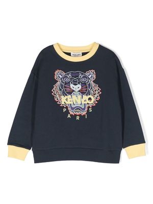 Kenzo Kids Tiger-print long-sleeved sweatshirt - Blue