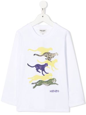 Kenzo Kids Tiger-print short-sleeved T-shirt - White