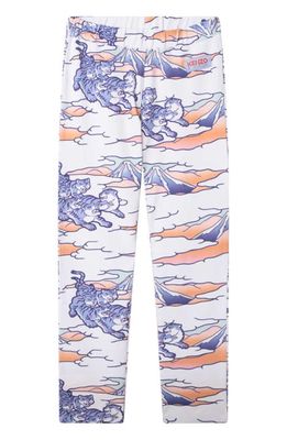 KENZO Kids' Tiger Print Stretch Cotton Jeggings in 10P-White