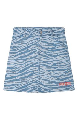 KENZO Kids' Tiger Stripe Denim Shorts in Pale Blue