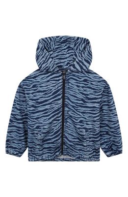 KENZO Kids' Tiger Stripe Zip-Up Graphic Hooded Jacket in 805-Slate Blue