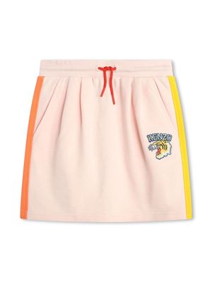Kenzo Kids Varsity Tiger-appliqué drawstring cotton skirt - Pink