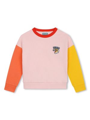 Kenzo Kids Varsity Tiger-embroidered cotton sweatshirt - Pink