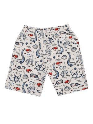 Kenzo Kids White Bermuda With Pattern