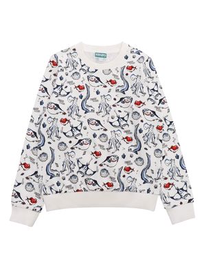 Kenzo Kids White Sweater With Prints