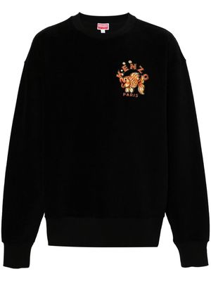 Kenzo Kingyo-embroidered fleeced sweatshirt - Black