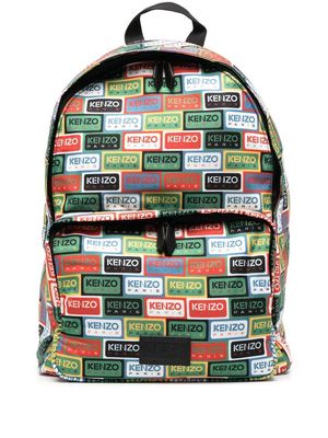 Kenzo Labels logo-print backpack - Green