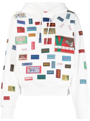 Kenzo Labels printed cotton hoodie - White