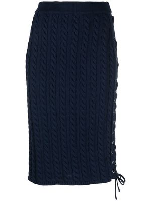 Kenzo lace-up cable-knit midi skirt - Blue