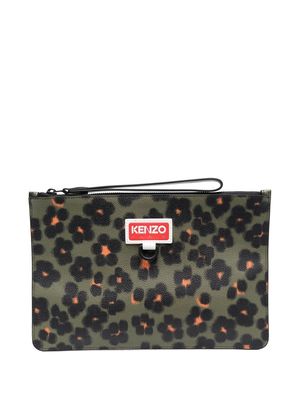 Kenzo leopard-print clutch bag - Green