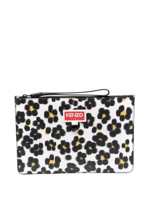 Kenzo leopard-print clutch bag - White