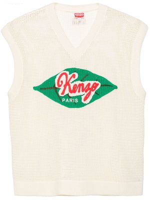 Kenzo logo-appliqué cotton vest - Neutrals