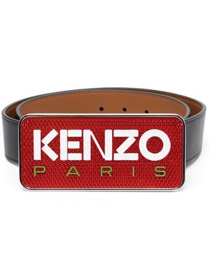 Kenzo logo-buckle leather belt - Black